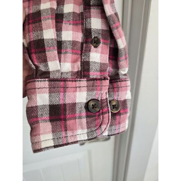 Carhartt Flannel Shirt Top Girls Sz M 8/10 Pink Plaid Long Sleeve Button Down - Picture 5 of 13